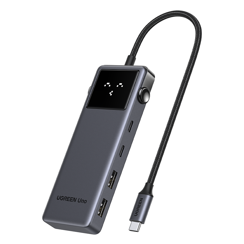 UGREEN 유그린 Uno 6포트 USB 3.2 C타입 멀티 허브 삼성덱스 맥북 호환| 10Gbps | HDMI2.0 4K60Hz | PD100W | 스마트 상태 이모티콘 표시, 1개, Grey 상품 사진