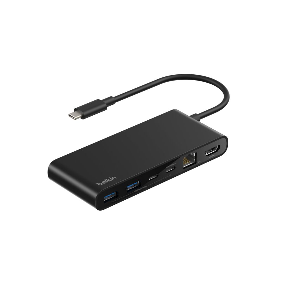 벨킨 connect 유니버셜 USB C 8in1 2.5Gbps 이더넷 10Gbps 4K 60Hz HDMI 100W PD 멀티 허브 INC024fqBK, 블랙, 1개 상품 사진